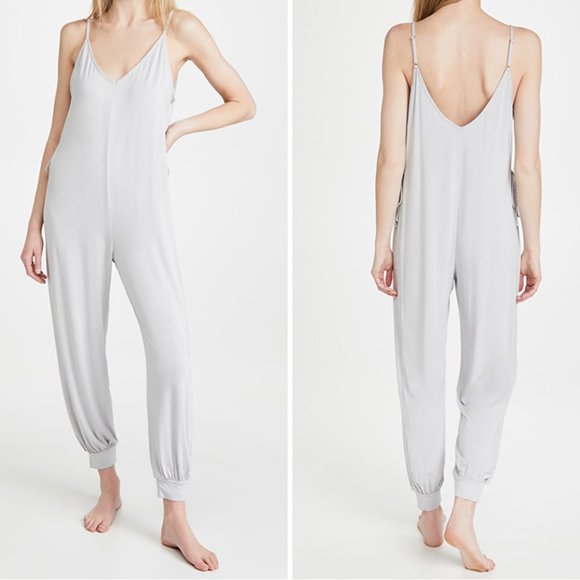 Eberjey PJ's Pijamas Finley Light Grey  Super Soft Eco Bamboo Jumpsuit S… - Picture 4 of 5
